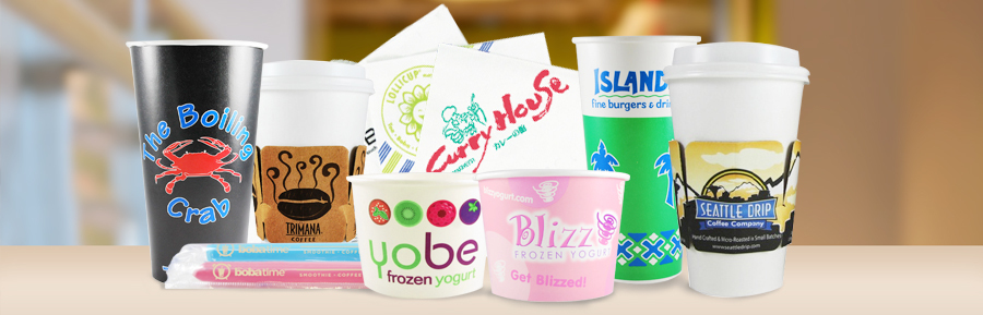 Custom printed pizza boxes and cups